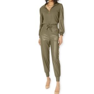 NWOT Generation Love Bonnie Vegan Leather Joggers Army Green Sz M